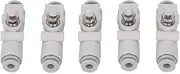 5PCS PVC Throttle Valves, Pressure Resistant, 4mm Pipe Diameter, Locking Nuts, Quick Coupling for Air Tools with PU, PA, PE, PVC Pipes