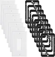 8 Pack Brush Wall Plate with Low Voltage Mounting Bracket, Cable Pass Through Insert for Wires, Flush Mounting Wall Plate, Pass Through Wall Plates for Networking, HDTV, Coaxial Cables, Speaker Wires