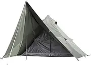 BUNDOK BDK-75TC Solo Teepee One-Pole Tent, Mixed Cotton, Full Close, Wrap Up Skirt