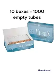 1000 x Memphis Charcoal Empty Tobacco Cigarette Filter x 10 Boxes of 100