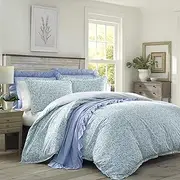 [Laura Ashley] Queen Duvet Cover Set, Reversible Cotton Bedding with Matching Shams, Lightweight Cotton Bedding for All Seasons (Jayne Winter Green, Queen)