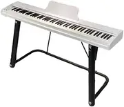 GROZY Digital Electric Progressive Weighted Hammer Action 88 Keys Piano Electronic MIDI Keyboard, Portable Digital Piano with 3 Sustain Pedal USB (White No Stand)