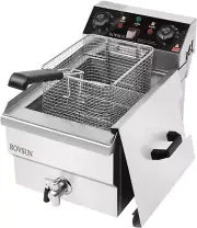 12.5QT Stainless Steel Electric Deep Fryer with Timer & Basket