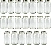 [PackMyProduct] 20 x 750ml Clear Glass Food Jar | Round Glasses Jar with 70mm Golden Twist Cap | Food Container Storage, Spices Jars, Mason Jar for Liquid Jams, Chutneys, Pickles, Sauces
