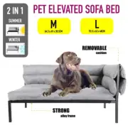 Large Elevated Pet Sofa Bed Raised Dog Cat Cot Indoor & Outdoor Portable Couch