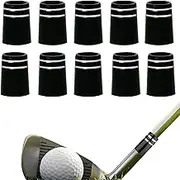 Golf Ferrule - Irons Shaft Ferrule, Tapered Golf Ferrules, Black Golf Ferrule | 10pcs Black Tapered Ferrules with Double Silver Ring, Golf Club Shaft Ferrules for Customization and Repairs