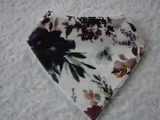 Flowers White Bandana Dribble Bibs Cotton Front Towelling Back Handmade