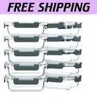10 Modern Rectangular Glass Meal Prep Containers - Airtight, Freezer & Oven Safe