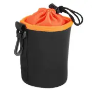 3.5" IDx5.5"H Camera Lens Bag with Thick Protective Neoprene Black Orange