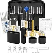 Lock Pick Set, Xkimos [42 Pcs] Premium Practice Lock Picking Tools Kit with 4 Transparent Training Padlocks for Lockpicking, Guide for Beginner, Locksmith and Professional Training (Black)
