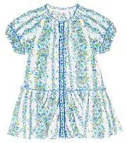 [Poupette St Barth Kids] Poupette St Barth Kids Andrea striped floral cotton dress Y 10 blue