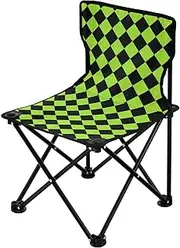 miaozhen Buffalo Plaid Yellow Green Black Foldable Backpacking Camp Chair Ultra-Lightweight Backpack Chair with Carrying Bag