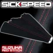 RED STITCH BLACK SUEDE SHIFT BOOT FOR M/T MANUAL SHIFT GEAR COVER SHIFTER B (for: Honda Civic)