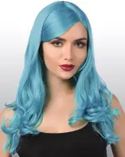 Deluxe Long Curly Turquoise Wig