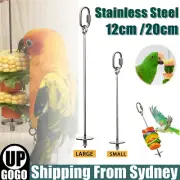Stainless Steel Bird Parrot Cage Skewer Food Meat Stick Spear Fruit Holder ToyAU