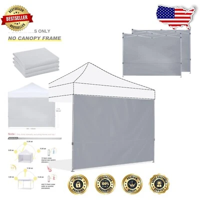 Instant Canopy SunWall Gray 10x10 FT - 3-Piece Sidewall Set for Outdoor Events