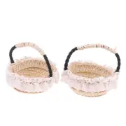 Dollhouse Hand-woven Flower Basket Mini Furniture Basket Dollhouse Picnic BaskRN
