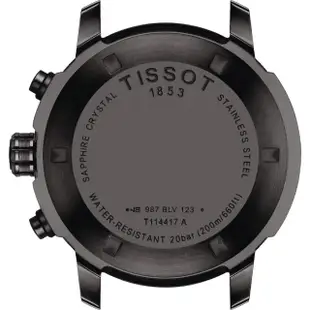 【TISSOT 天梭】T-Sport系列 PRC200 競速三眼計時手錶 送行動電源(T1144173305700)