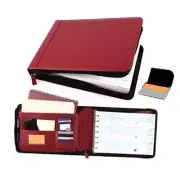 Zippered Business Checkbook Binder - 7 Ring Binder for Business Checks Red