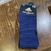 Adidas Adult 6 Pk Blue Grey Crew Polyester Cushion Superlite Logo Sock Set 6-12