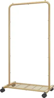 Standard Clothes Garment Rack, Clothing Rolling Rack with Mesh Storage Shelf ...