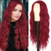 Red Wig Long Wavy Burgundy Wigs for Women Long Curly Wine Red Wig Loose Wave ...