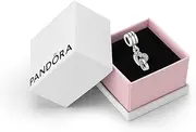 [PANDORA] Moments Women's Sterling Silver Interlocking Love Cubic Zirconia Dangle Charm for Bracelet