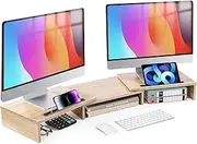 [DAWNTREES] Dual Monitor Stand Riser 3 Shelf Screen Stand with Adjustable Length and Angle,