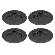 4PK Spencer Hammered 13cm Coaster Set Metallic Stainless Steel Drink Pad Black