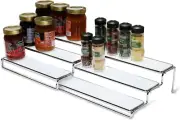 Chrome 3 Tier Expandable Cabinet Spice Rack Step Shelf Organizer Decor Display