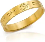 [SIPURIS] Egypt Eye of Horus Ring Egyptian Ankh Cross Anxiety Ring Men's Ring Fidget Ring Stress Relieving Wedding for Women Couple Promise Jewelry Gift
