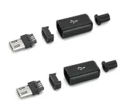 20PCS DIY Micro USB Male Plug Connectors Kit w/ Covers Black NEW