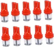 Gatuida Led Car Lights 10 Pack T10 Bulbs Red 5050 5smd Error for Map Light License Plate
