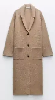 Zara Women Size M Wool Blend TEXTURED KNIT COAT