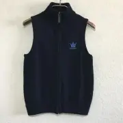 Glenbrae Kingsbarns Golf Vest NWT Womens XS Navy Blue Knit Lambswool Full Zip