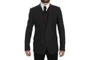 Dolce & Gabbana Elegant Gray Linen Slim Fit Blazer and Vest