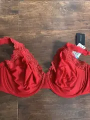 NWT WACOAL 855301 SOFTLY STYLED FULL FIGURE BRA UNDERWIRE 38DDD/RED REG$70