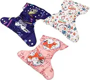 ULDIGI Diaper Pants 3pcs Set Nappy Pants Skin-friendly Easy Snap-fastener Adorable Patterns