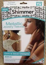 2 pks NIB Shimmer Metallic Jewelry Tatoos 70 pcs NEW Gold & Silver As seen on tv