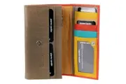 Pierre Cardin Italian Genuine Leather Ladies Wallet - Orange/Taupe