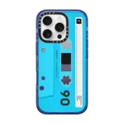 iPhone 16 Pro Impact Case MagSafe Compatible CASETiFY MiXTAPE - Neon Blue