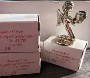 Set Of 3 Vintage Brass Angel Candle Holder 1 1/2" Tall