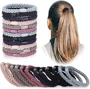 12 Pieces Cotton Hair Ties Braided Hair Bands Elastic Hair Ties Ropes Braided Ponytail Holders Hair Accessories for Women Thick Heavy Curly Hair (Mixed Colors, One size)