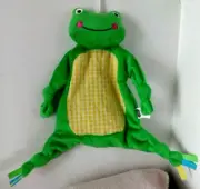 NEW Mud Pie Frog Mudpie Lovey Security Plush Ribbons Checks Knotted