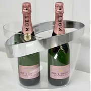 Clear Acrylic Champagne & Wine Ice Cooler Bucket with Silver Rim