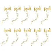 20Sets Slide on End Clasps, 10mm Tube Slider Crimp Cord Ends, Gold Tone