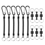 Lixada 6X Magnetic Release Holder with Coil Lanyard Carabiner Clip Net L0C6