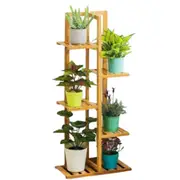 5 Tiers Vertically Bamboo Plant Stand Staged Flower Shelf Rack Outdoor Garden