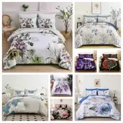 Floral Quilt Duvet Doona Cover Set Single Double Queen King Size Bed Pillowcaes