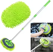 2 in 1 Chenille Microfiber Car Wash Mop Mitt with 46" Aluminum Alloy Long Handle